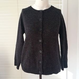 Contemporaire Dark Brown Acrylic Button Down Round Neck Cardigan